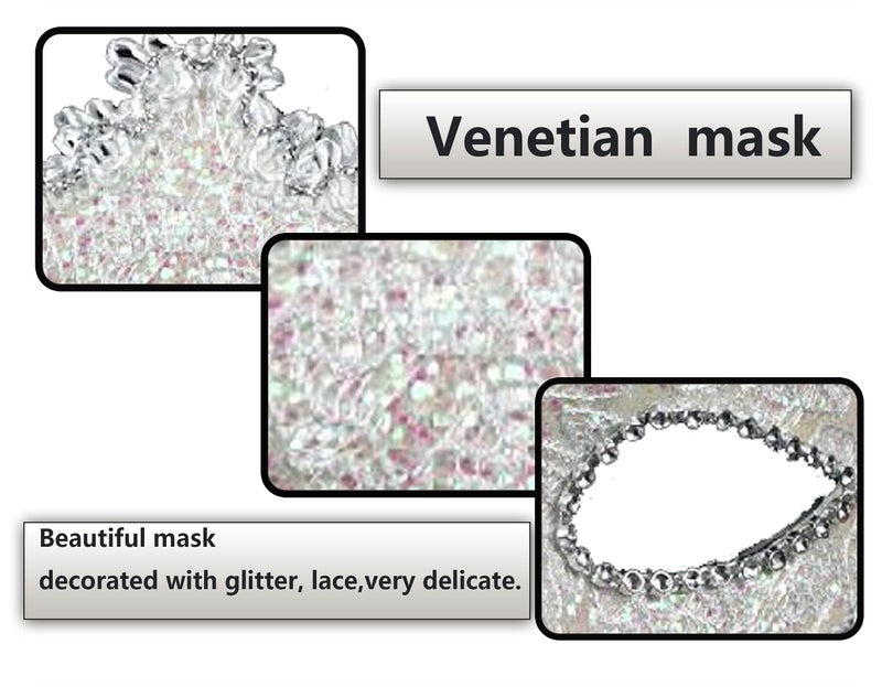 Geek-M Women Halloween Costume Mask Venetian Mask for Masquerade Ball Party White - Image 3